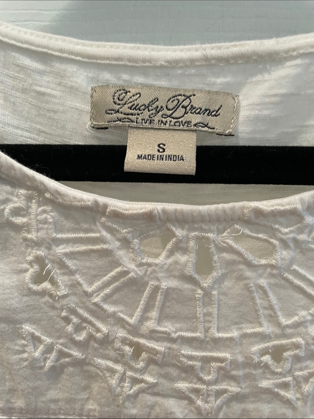 Lucky Brand Off-White Tunic with Cut-Out Detailed Embroidery Work - Picture 2 of 5